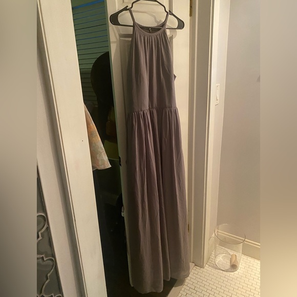 Monique Lhuillier Bridesmaids Grey Cocktail Dress with attached Sash size 18 - Picture 8 of 9